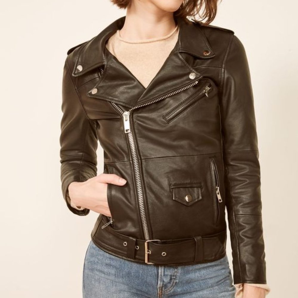 Reformation x Deadwood Classic Biker Jacket in size DK36